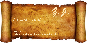 Zatyko Jónás névjegykártya